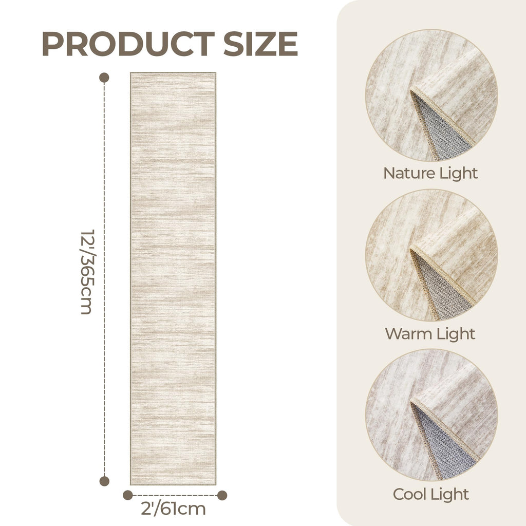 Restydon 2x12 Runner Rug Non Slip,Washable Hallway Runner Rug,Brown