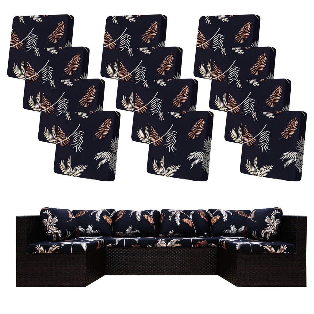 12 Piece Outdoor Cushion Covers, Patio Sofa Cushion Covers, Stretch Fit