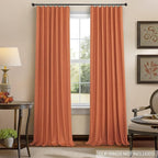 Burnt Orange 100% Blackout Window Curtain Panels Light Blocking Linen Boho Black Out Drape for Nursery 84 Inch Long Thermal Insulated Draperies for Living Room Bedroom Fall Decor 2 Pieces 52x84 Length