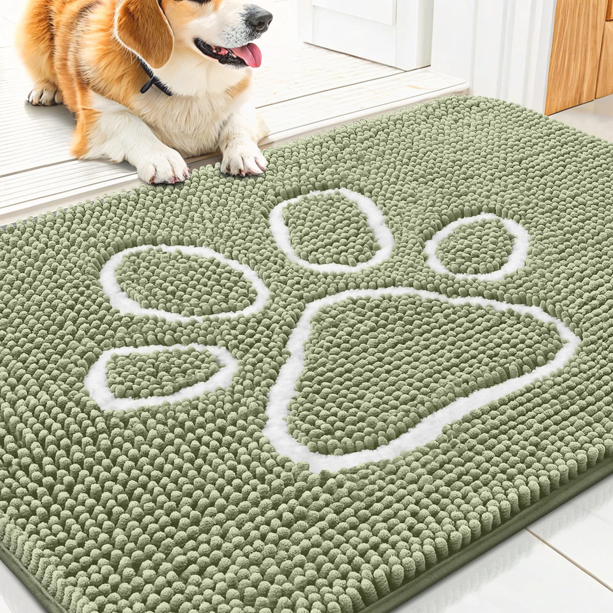 Smiry Dog Door Mat for Muddy Paws, Absorbent Non Slip Dirt Trapper, 30x20