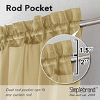 Simplebrand Gold Sheer Curtains, 63" Length, 2 Panels Set - Light Filtering, Rod Pocket Window Curtains for Bedroom (Gold, 59" W x 63" L)