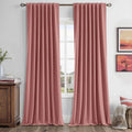 MIULEE 100% Blackout Linen Curtains 42 x 96 Inch Dusty Rose Pink 2 Panels