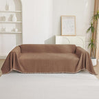 MYSKY HOME Loveseat Cover Camel Couch Cover Sectional Couch Covers for 2 Cushion Couch Sofa Thick Universal Chenille Sofa Cover with Tassel Durable Furniture Protector for Dogs 91" x 118"