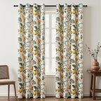 Topfinel 94 Inches Long Custom Window Treatments,Retro Art Deco Euro Flower Hummingbird Patterned Pretty Elegant Light Blocking Grommet Curtains Vintage Floral Curtains for Bedroom Playroom Room