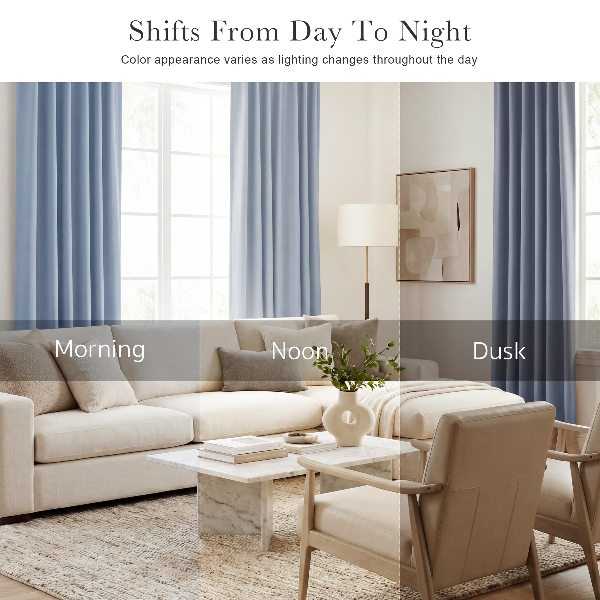 PONY DANCE Short Blackout Curtains Set - Nursery Short Curtain Panels Thermal Insulated Window Treatments Back Tab/Rod Pocket Light Blocking for Bedroom, 42 Wide 45 Long, Pigeon Blue, 2 Panels