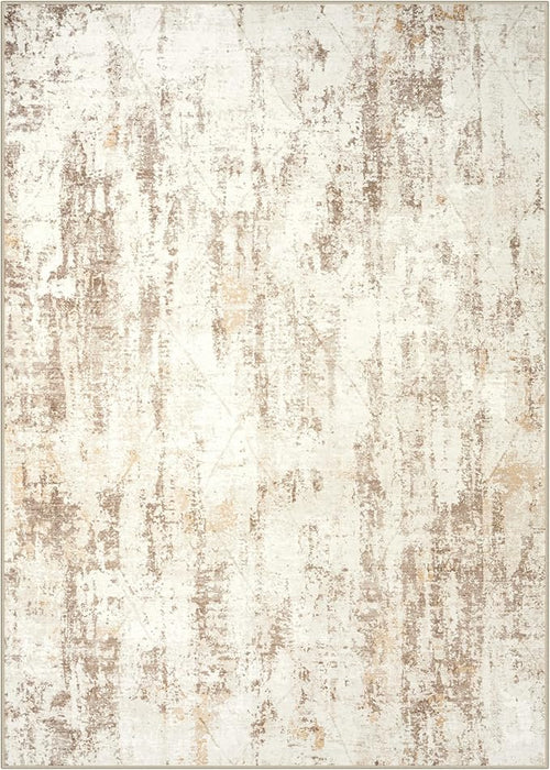5x7 Area Rugs for Living Room: Washable Abstract Beige Grey Badroom Carpet