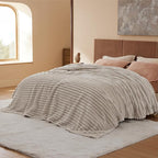 Bedsure GentleSoft Fleece Bed Blankets Full Size - Cozy Soft Blankets for Women, Cute Small Throws for Girls, Beige, 84x90 Inches