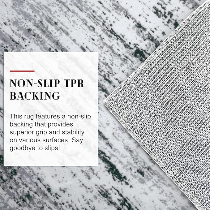Lansny Modern Abstract Runner Rug 2.6x12, Black Grey White Washable Long Kitchen Runner Non-Slip Soft Hallway Rug Runner Thin Print Faux Wool Carpet for Entryway Bedroom Laundry Room Indoor Home Decor