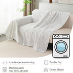 MYSKY HOME Couch Covers for 2 Cushion Couch Sofa, Chenille L Shape Sectional Couch Cover - Pet-Friendly, Machine Washable, Non-Slip Sofa Protector for Dogs, Kids, 71"x118", White