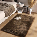 Ashler Faux Fur Rug - Fluffy Shaggy 2 x 3 Feet Rectangle Sheepskin Fur, Dark Coffee Fuzzy Machine Washable Shag, Nursery Decor Throw for Bedroom, Living Room