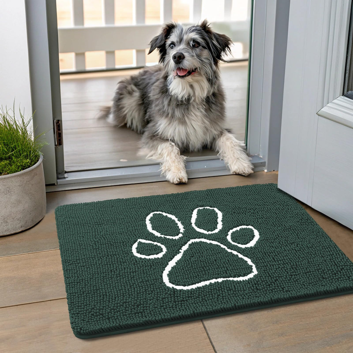 Smiry Dog Door Mat for Muddy Paws, Absorbent Non Slip Dirt Trapper, 24x16