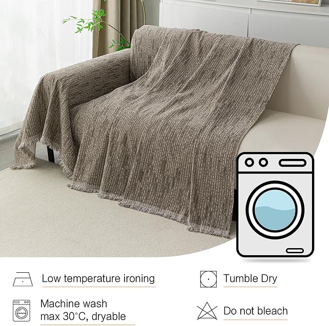 MYSKY HOME Couch Covers for 3 Cushion Couch Sofa, Sectional Couch Cover L Shape Chenille Couch Cushion Covers for Pets, Furniture Protector Cover for Dogs, Kids, 91"X150", Sand