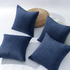 Topfinel Decorative Throw Pillow Covers Cushion Cases, Set of 4 Soft Velvet Modern Double-Sided Designs, Mix and Match for Home Decor, Pillow Inserts Not Included (18x18 inch, Dusty Blue)