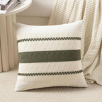 Fancy Homi Set of 1 Boho Olive Green Decorative Throw Pillow Cover 18x18 Inch for Couch Bed Sofa, Aesthetic Modern Organic Farmhouse Home Decor, Soft Cotton Cute Accent Macrame Woven Cushion Case