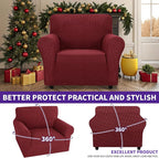 ZNSAYOTX Super Stretch Chair Slipcover Universal Sofa Chair Covers for Living Room Dogs Pet Furniture Protector Spandex Armchair Slipcovers with Anti Slip Foam Sticks (Wine Red, Chair)