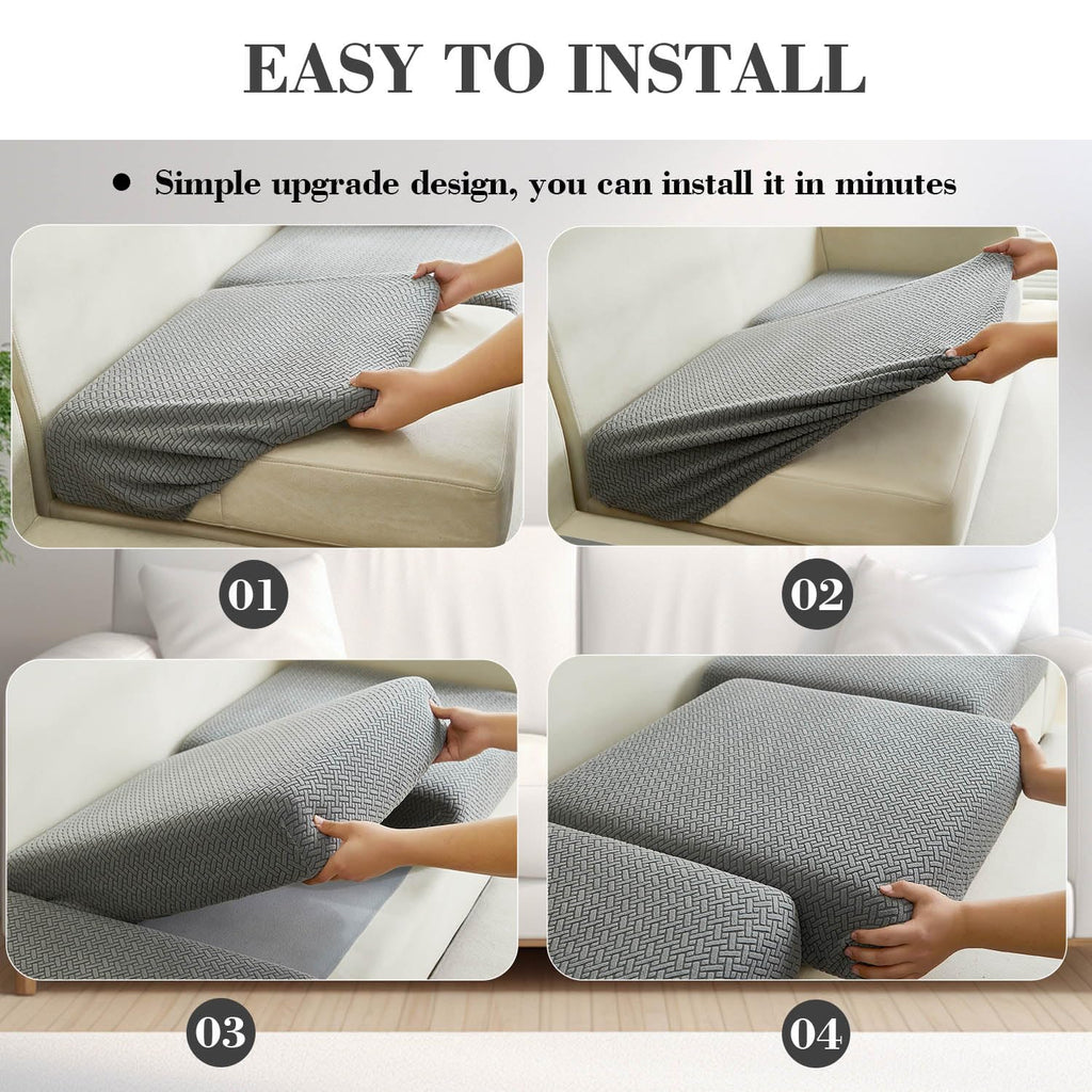 Disayu Couch Cushion Covers Sofa Covers Couch Covers for Sofa Pet Friendly Universal Sofa Covers Washable Stretch Slipcovers for Sectional Sofa (Texture Gray,Back Cover L)