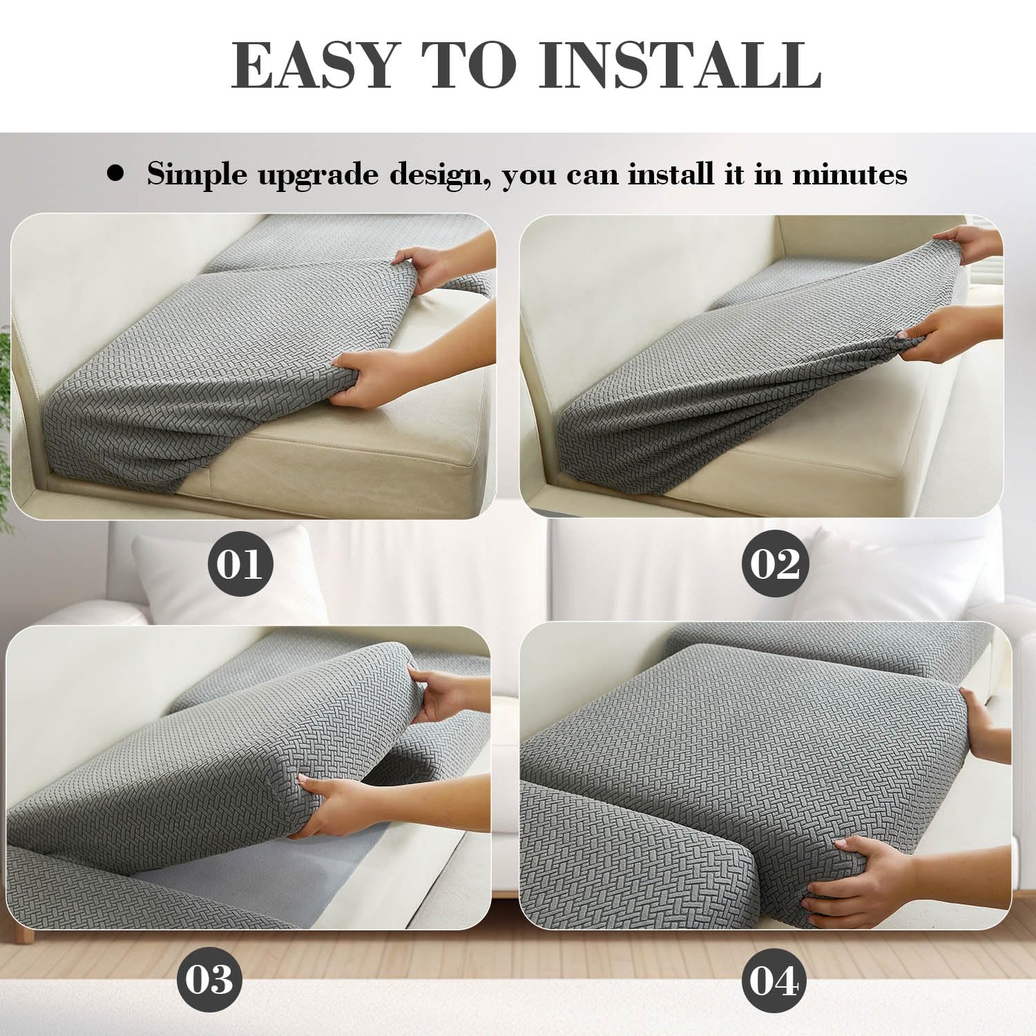 Disayu Couch Cushion Covers Sofa Covers Couch Covers for Sofa Pet Friendly Universal Sofa Covers Washable Stretch Slipcovers for Sectional Sofa (Texture Gray,Back Cover L)