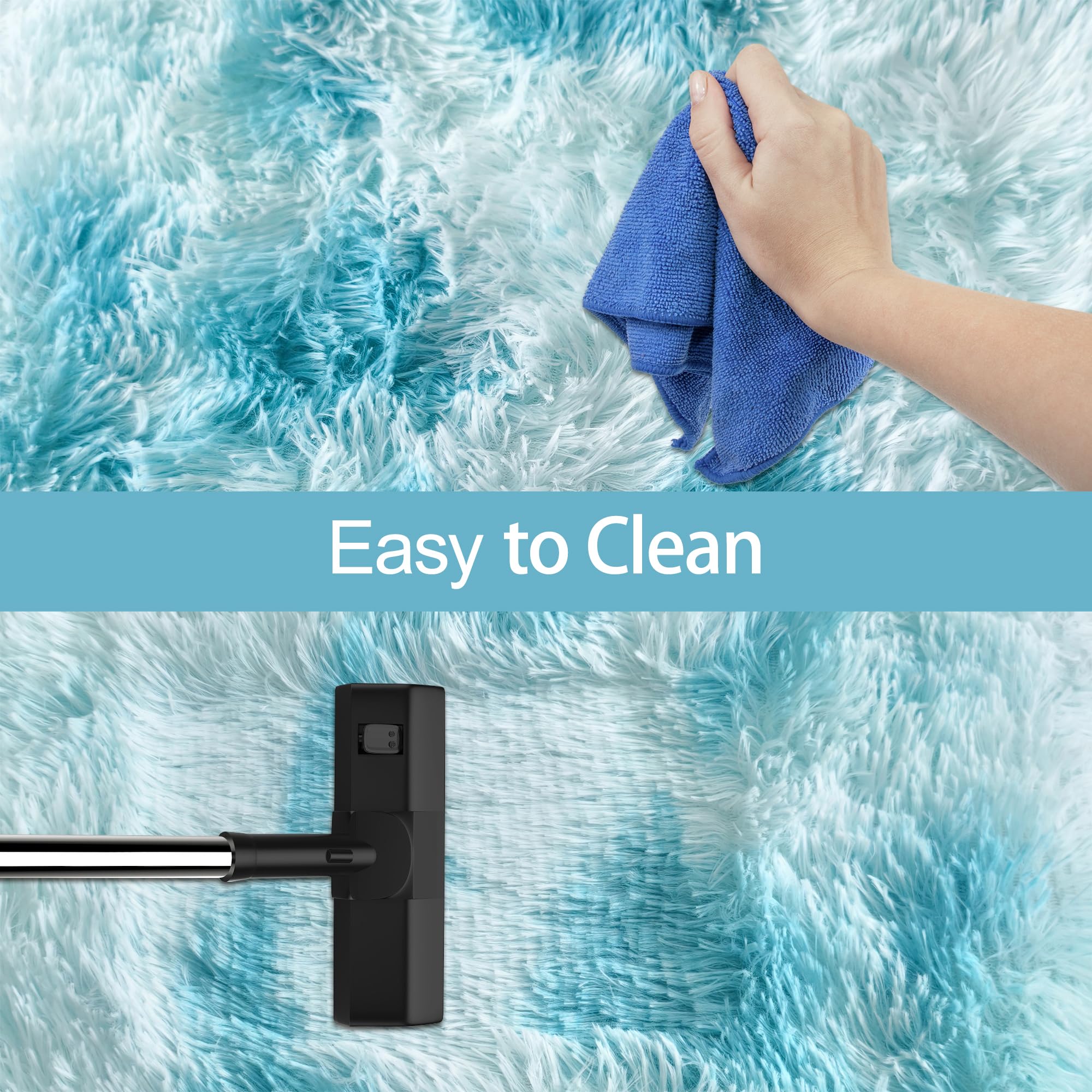 Tie-Dyed Sky Blue 3x10 Machine Washable Runner Rugs for Hallway Soft Fluffy Shaggy Bedside Rugs for Bedroom Living Room Indoor Floor Carpet for Kids Girls and Boys Nursery Rooms Home Decor Aesthetic