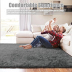 9x12 Fluffy Area Rugs for Living Room,Large Fuzzy Shag Area Rug for Bedroom,Deep Grey Soft Non-Shedding Indoor Plush Carpet for Kids Bedroom Nursery Home Decor
