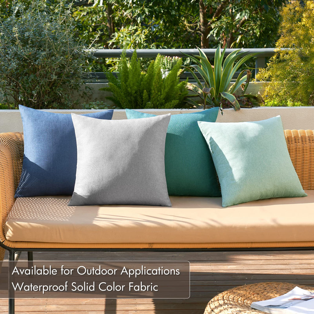 MIULEE Pack of 4 Decorative Outdoor Throw Pillow Covers Linen Waterproof Pillow Covers Summer Farmhouse Cushion Cases for Patio Garden Tent Balcony Couch Sofa 16x16 Inch Blue