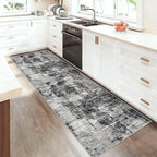 2x7 Runner Rug for Hallway, Washable Modern Abstract Runner Rugs Neutral Soft Non Slip Kids Rug Stain Resistant Indoor Runners for Entryway Bedroom Kitchen Laundry Room(BlackGrey, 2'x7')