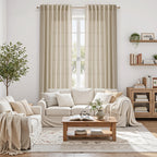 Nanspring Eggshell Beige Curtains for Living Room 72 Inches Long Linen Blend Luxury Light Filtering Semi Sheer Curtain Back Tab Rustic Decor Neutral Elegant Drapes for Bedroom Office 52x72, 2 Panels