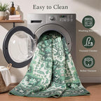Rugflix 3x5 Area Rugs for Living Room, Machine Washable Rug Non Slip Stain Resistance, Small Rug Vintage Distressed Soft Carpet for Bedroom, Dining Room, Home Office, Green