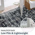 Yamaziot 2x6 Washable Hallway Runner Rug Non Slip Floral Carpet, Black