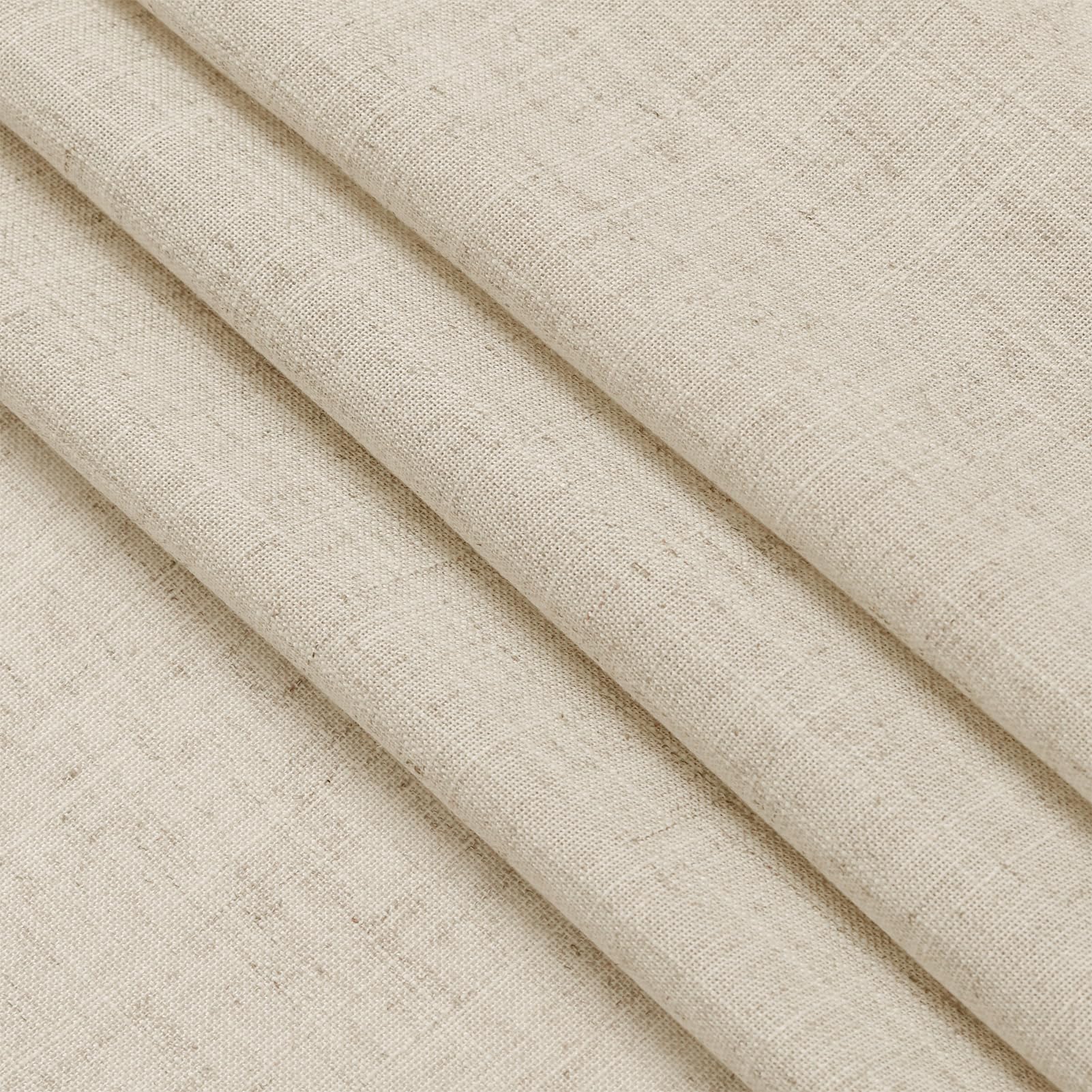 Nanspring Beige Cafe Curtains 45 Inch Length Set 2 Panel Back Tab Pocket Semi Sheer Short Linen Beige Curtain Tiers for Small Bathroom Window Basement 38x45