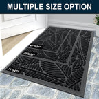 Colorxy Waterproof Doormat, Sturdy Natural Rubber Front Indoor Mat, Non Slip Low Profile Indoor Outdoor Door Mats, Stain and Fade Resistant Floor Mat, Easy Clean Patio Entrance Mat, 47''x24'', Black
