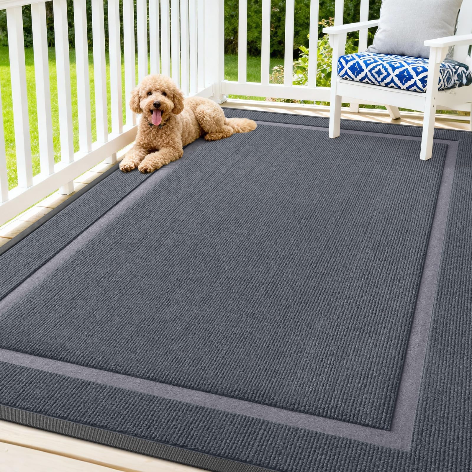 OLANLY Front Door Mat Outside 71x47, All-Season Heavy-Duty Rubber Doormat