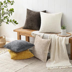 decorUhome Textured Chenille Throw Pillow Covers 26x26 Set of 2 Dark Brown