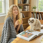 HIMEET Grey King Size Blanket for Bed, 300GSM Ribbed Fleece, 108 x 90 in