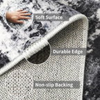 WIEVEDENS 2x3 Small Washable Area Rug: Non-Slip Indoor Door Mat for Entrance Doorway Kitchen Bedroom Living Room - Abstract Farmhouse Throw Rug for Modern Home Decor Black Grey