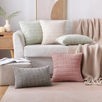 MIULEE Pack of 2 Corduroy Decorative Throw Pillow Covers 20x20 Inch Soft Boho Striped Pillow Covers Modern Farmhouse Home Decor for Sofa Living Room Couch Bed Blush Pink Spring Valentine Decor