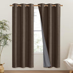 NICETOWN Coffee Vintage Linen 100% Blackout Curtains for Classroom, Thermal Insulated Curtains 72" Long, Noise Reducing Window Treatment Drapes for Gym Room, 42" Wide Per Panel, Set of 2