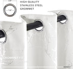 Deconovo Room Darkening Curtains, White Curtain, Thermal Insulated & Noise Reducing Drapes, Silver Branch Pattern, 52 x 95 Inch Long, Grommet Panels for Bedroom Living Room Office Nursery, Set of 2