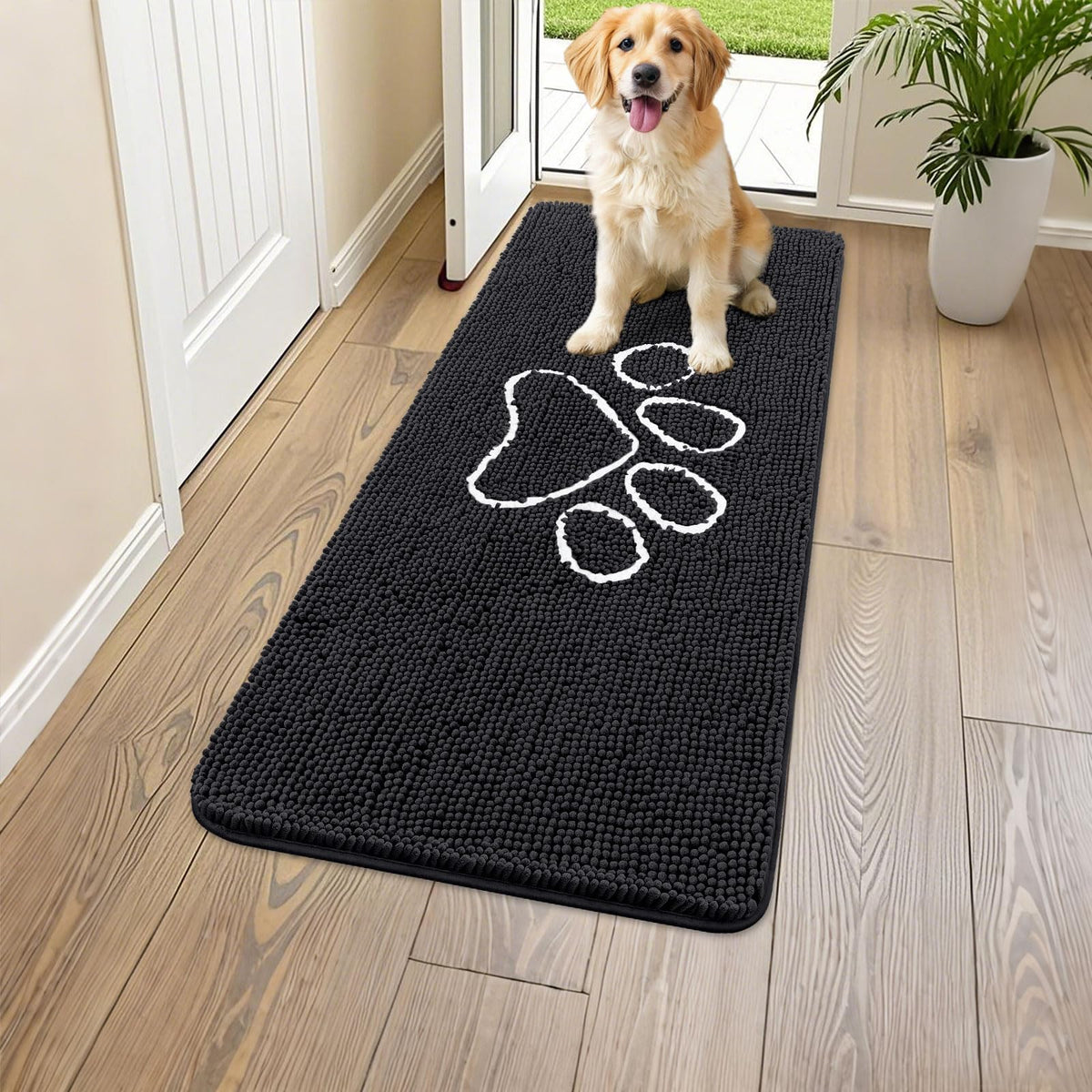 Smiry Dog Door Mat for Muddy Paws, Absorbent Non Slip Dirt Trapper, 44x24