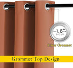 NICETOWN Half Window Curtains for Bedroom - Grommet Modern Thermal Insulated Blackout Window Treatments Sound Reducing for Nursery/Kitchen, Burnt Orange, W66 x L54, Set of 2