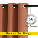 NICETOWN Half Window Curtains for Bedroom - Grommet Modern Thermal Insulated Blackout Window Drapes Sound Reducing for Nursery/Kitchen, Burnt Orange, W52 x L54, Set of 2
