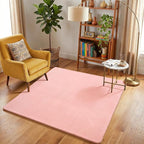 Amearea 5x5 Square Area Rugs for Bedroom Living Room, Modern Pink Thickened Memory Foam Rug, Fluffy Indoor Washable Rugs Non Slip Minimalist Carpet for Kids Boys Girls Dorm Nursery Room Decor