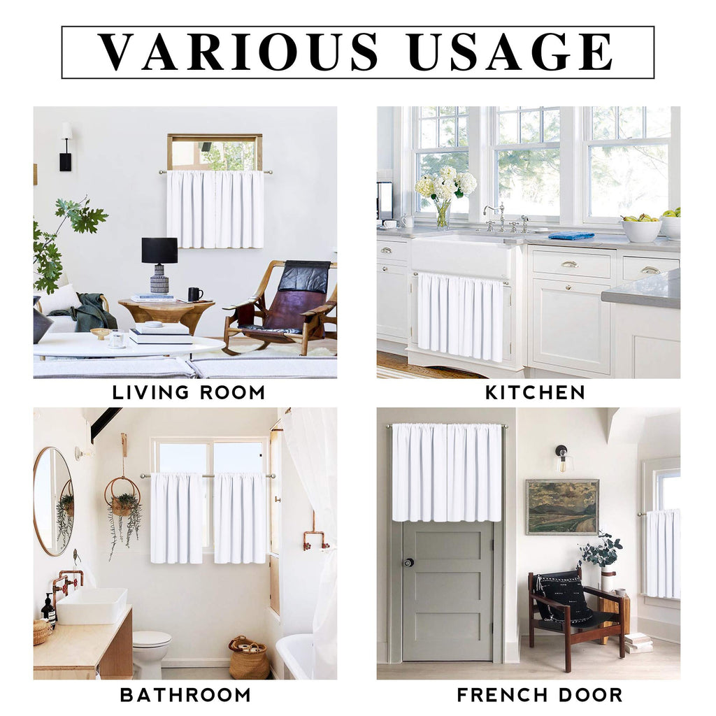 RYB HOME Short Privacy Curtains 30 inch Long for Bathroom Window