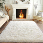 Pionblank Fluffy Area Rug for Bedroom 4x6, Indoor Plush Carpet, Cream White