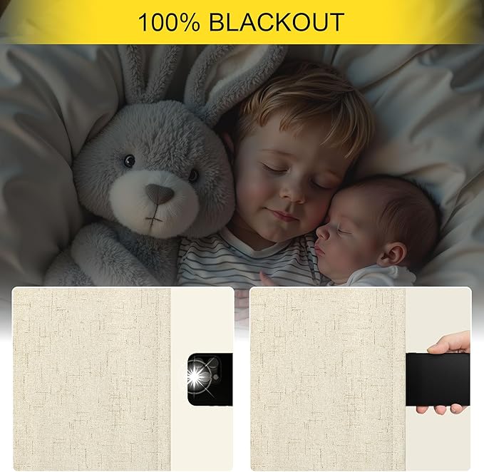 Pitalk 80 Inch Curtains 2 Panel Set Linen Blackout Curtains for Daughters Room Bedroom Thermal Black Out Long Drapes for Picture Window Apartment Hall Loft Hotel Office 52x80 Inch Length 2 Panel Beige