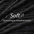 BEDELITE Ribbed Fleece Throw Blanket for Couch, Black, 50"x70"