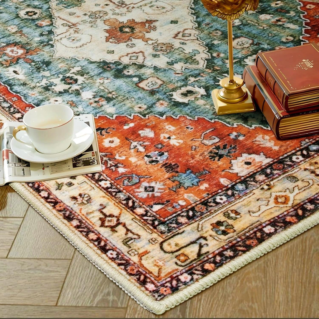SERISSA 8x10 Washable Non Slip Boho Area Rug for Living Room
