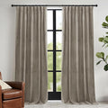 RYB HOME Taupe Velvet Curtains with Hook Tape, Back Tab Thermal Insulated Privacy Protect Decorative Drapes for Bedroom Home Office, W 52 x L 90 inches, 2 Panels Set