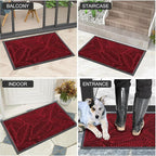 Colorxy Waterproof Doormat, Sturdy Natural Rubber Front Indoor Mat, Non Slip Low Profile Indoor Outdoor Door Mats, Stain and Fade Resistant Floor Mat, Easy Clean Patio Entry Mat, 59''x23'', Burgundy