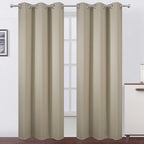 LEMOMO Blackout Curtains 42 x 95 inch/Beige Curtains Set of 2 Panels/Thermal Insulated Room Darkening Bedroom Curtains