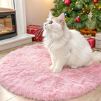 OLANLY Pink Round Rugs for Bedroom - Machine Washable, 2 ft Circle Area Rugs for Living Room, Soft and Fluffy Shaggy Carpet for Teen Girls and Boys, Nursery Rooms, Dorms, Home Decor Aesthetic